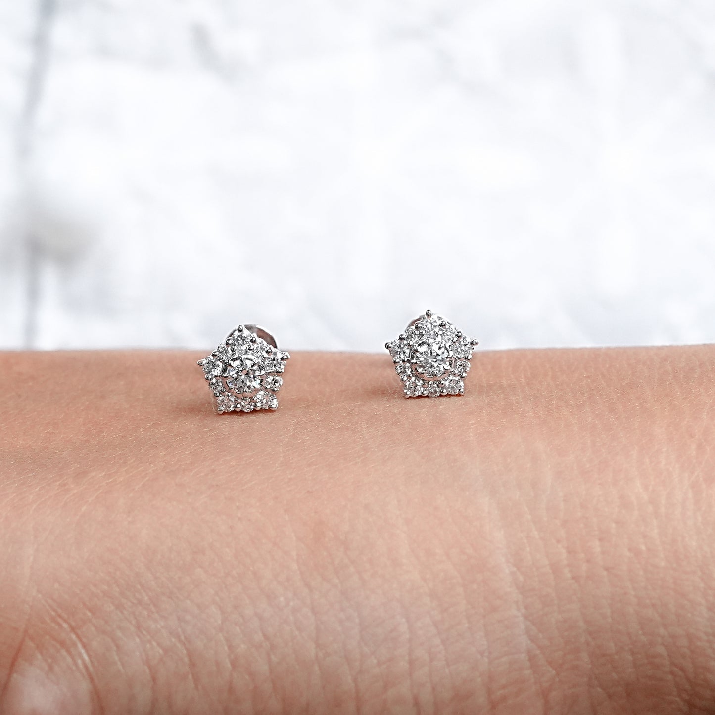 Lab Grown Diamond Round Cut Halo Studs