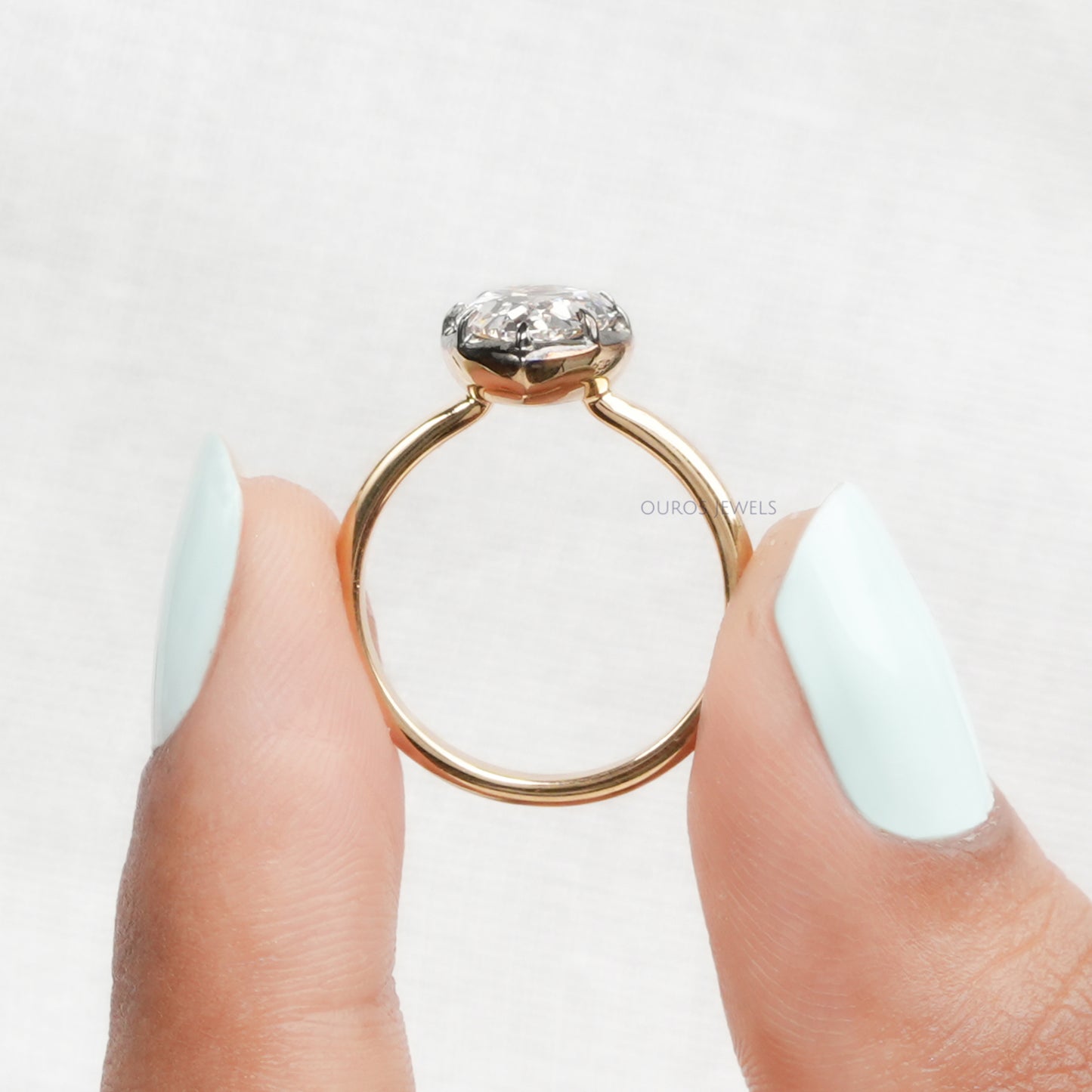 Old Pear Cut Solitaire Lab Grown Diamond Engagement Ring