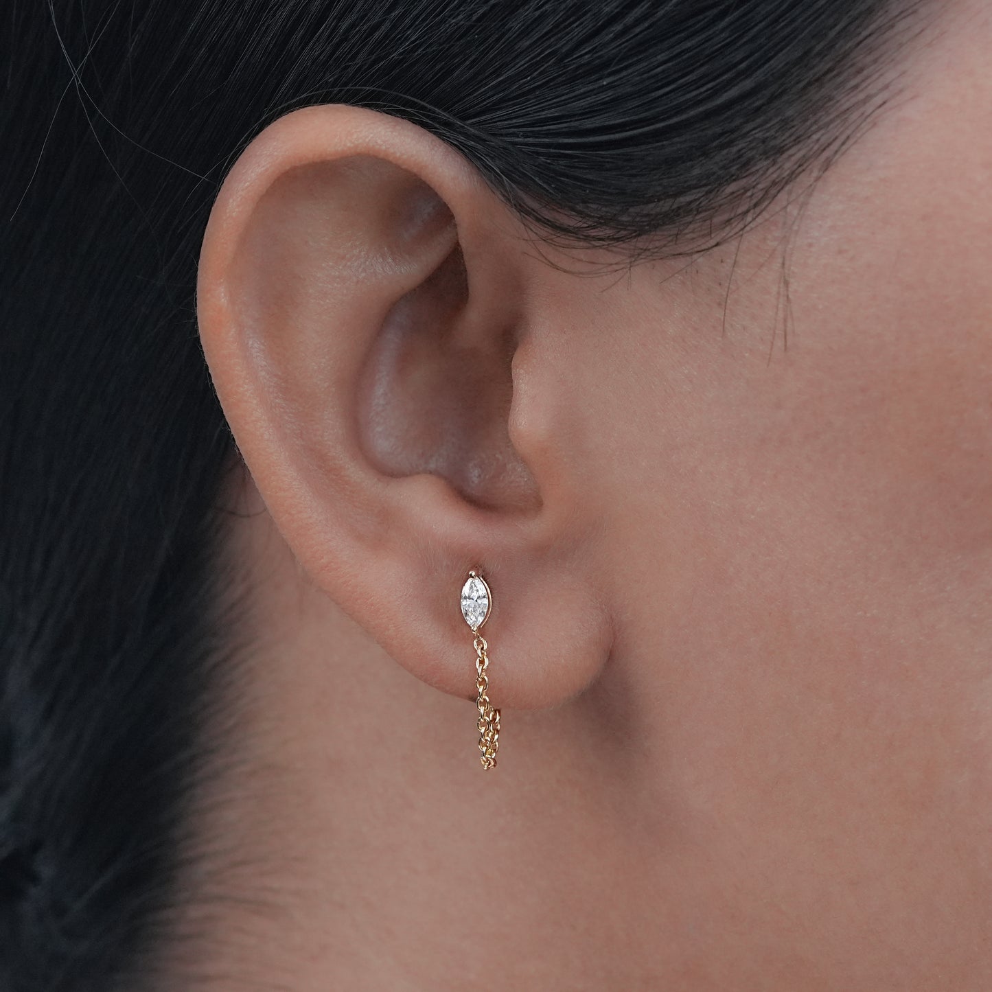 Marquise Cut Lab Diamond Dangle Chain Earrings