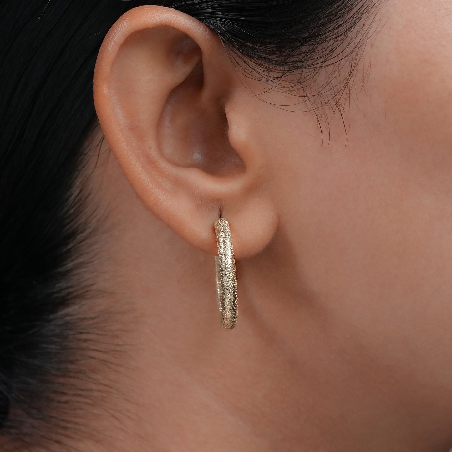 Matte Finish Plain Gold C Hoop Earrings