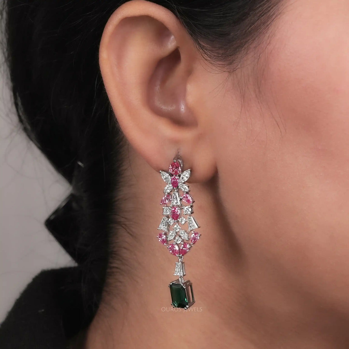Multi Shape Lab Grown Diamond Chandelier Earrings