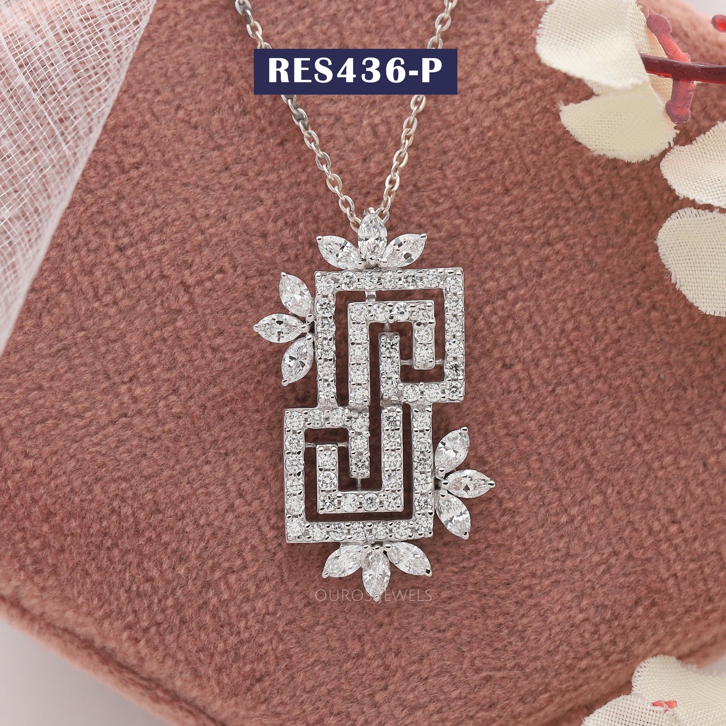 Marquise And Round Diamond Necklace