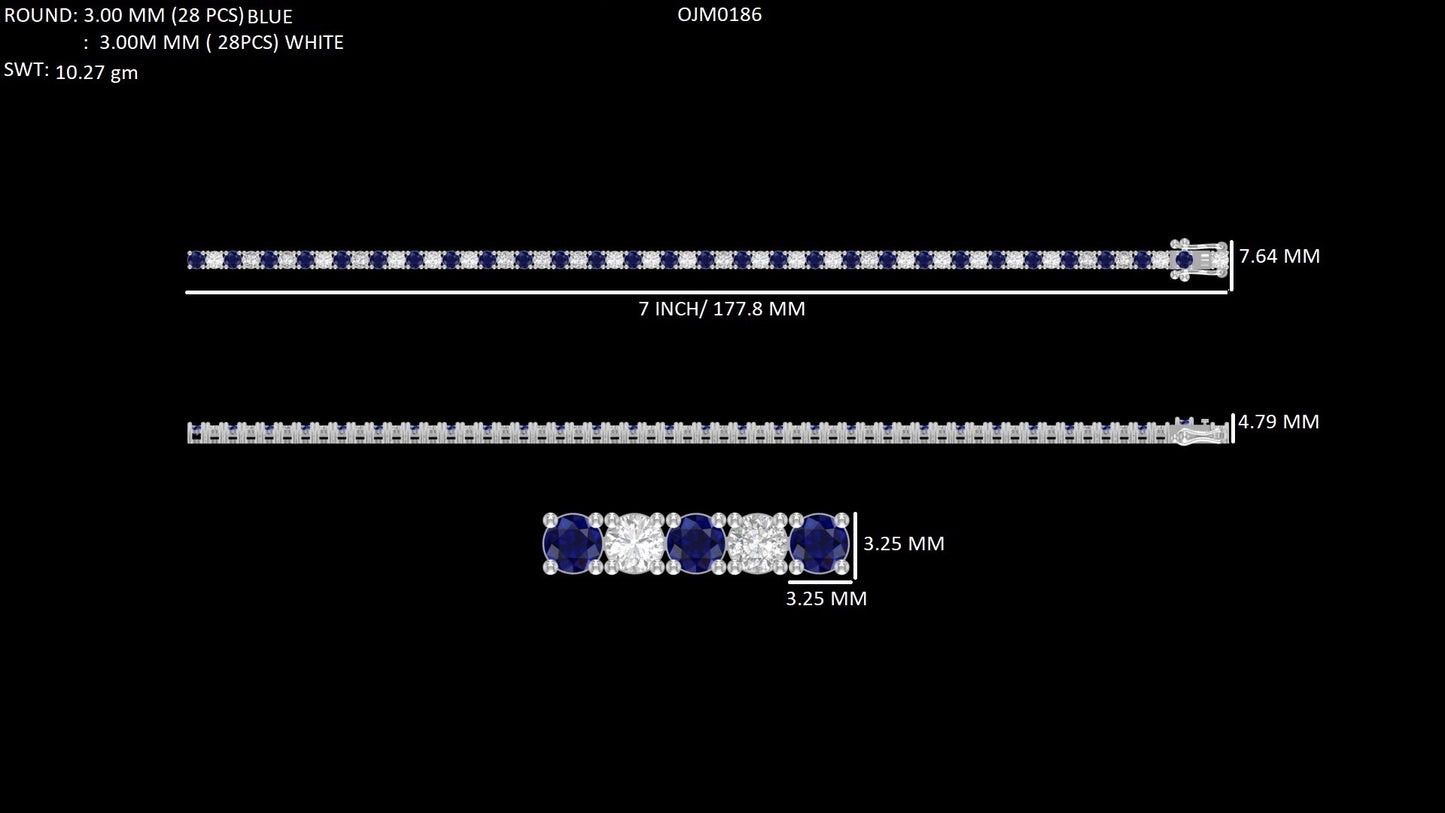 Round Cut Sapphire And Diamond Bracelet