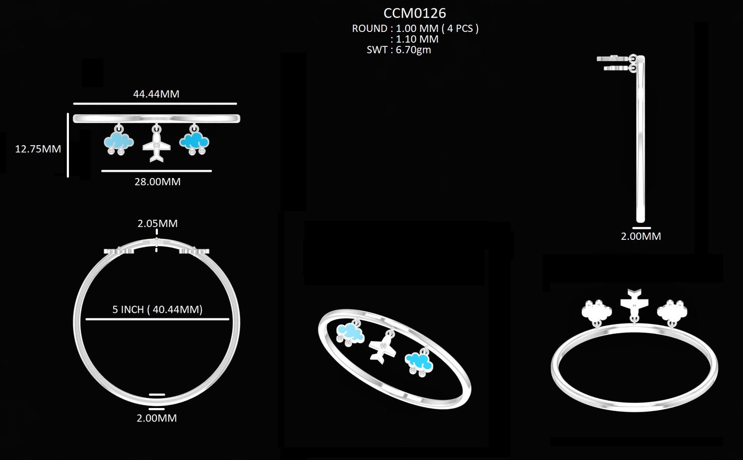 Bezel Set Round Diamond Multi Enamel Bracelet