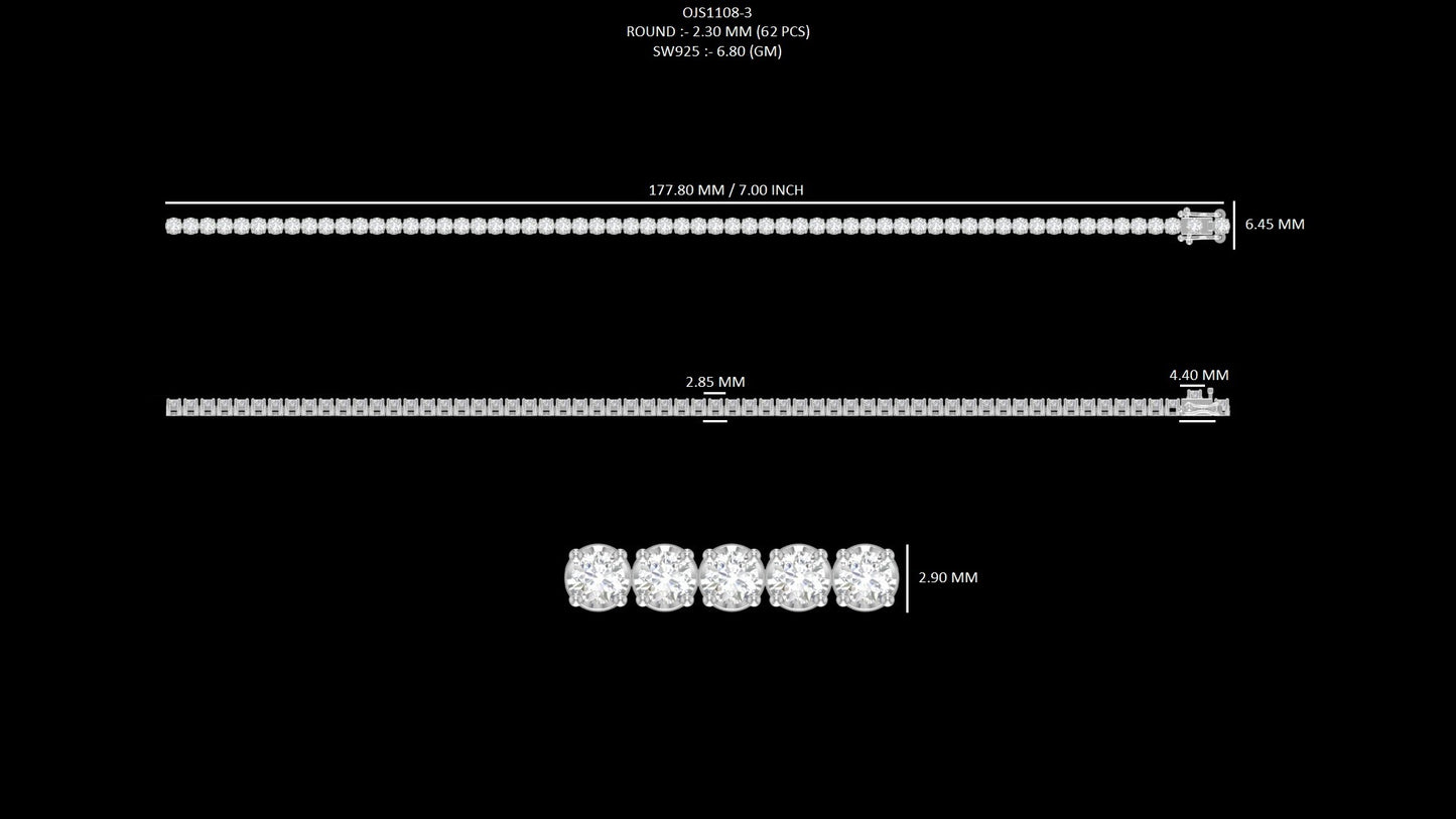 2.30 MM Round Diamond Tennis Bracelet