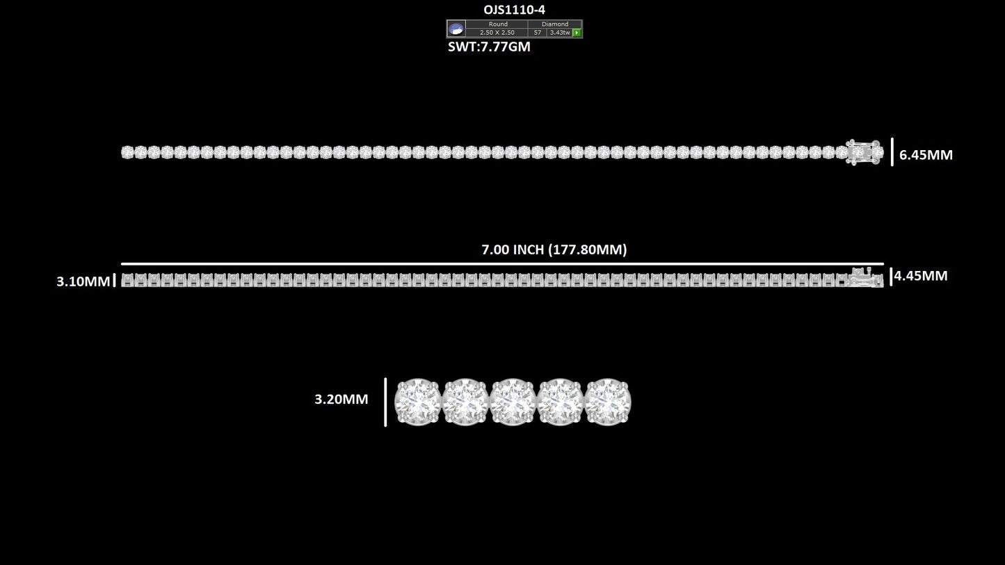 2.50 MM Round Lab Diamond Tennis Bracelet
