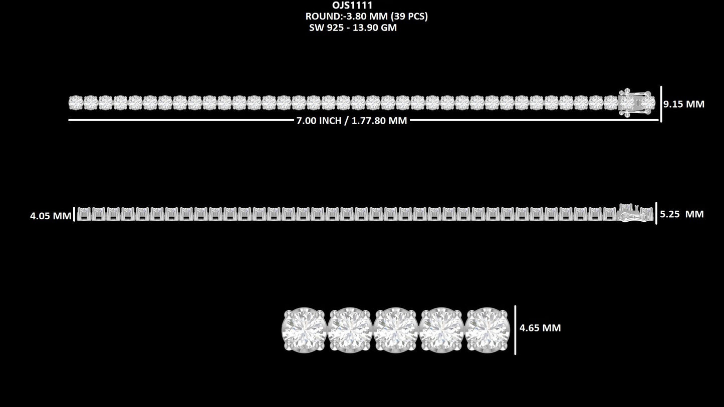 3.80 MM Round Cut Diamond Tennis Bracelet