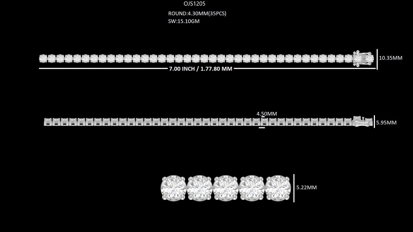 4.30 MM Round Lab Diamond Tennis Bracelet