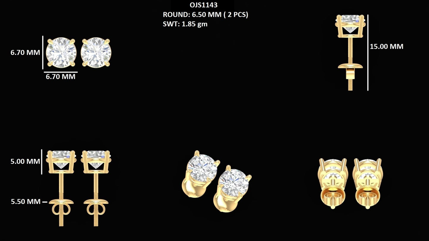 Round Cut Lab Grown Diamond Solitaire Stud Earrings