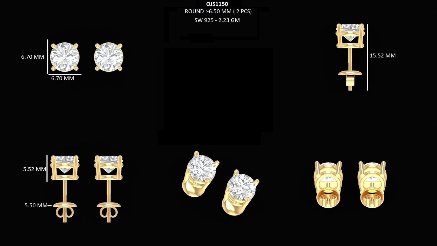 6.30 MM Round Lab Grown Diamond Stud