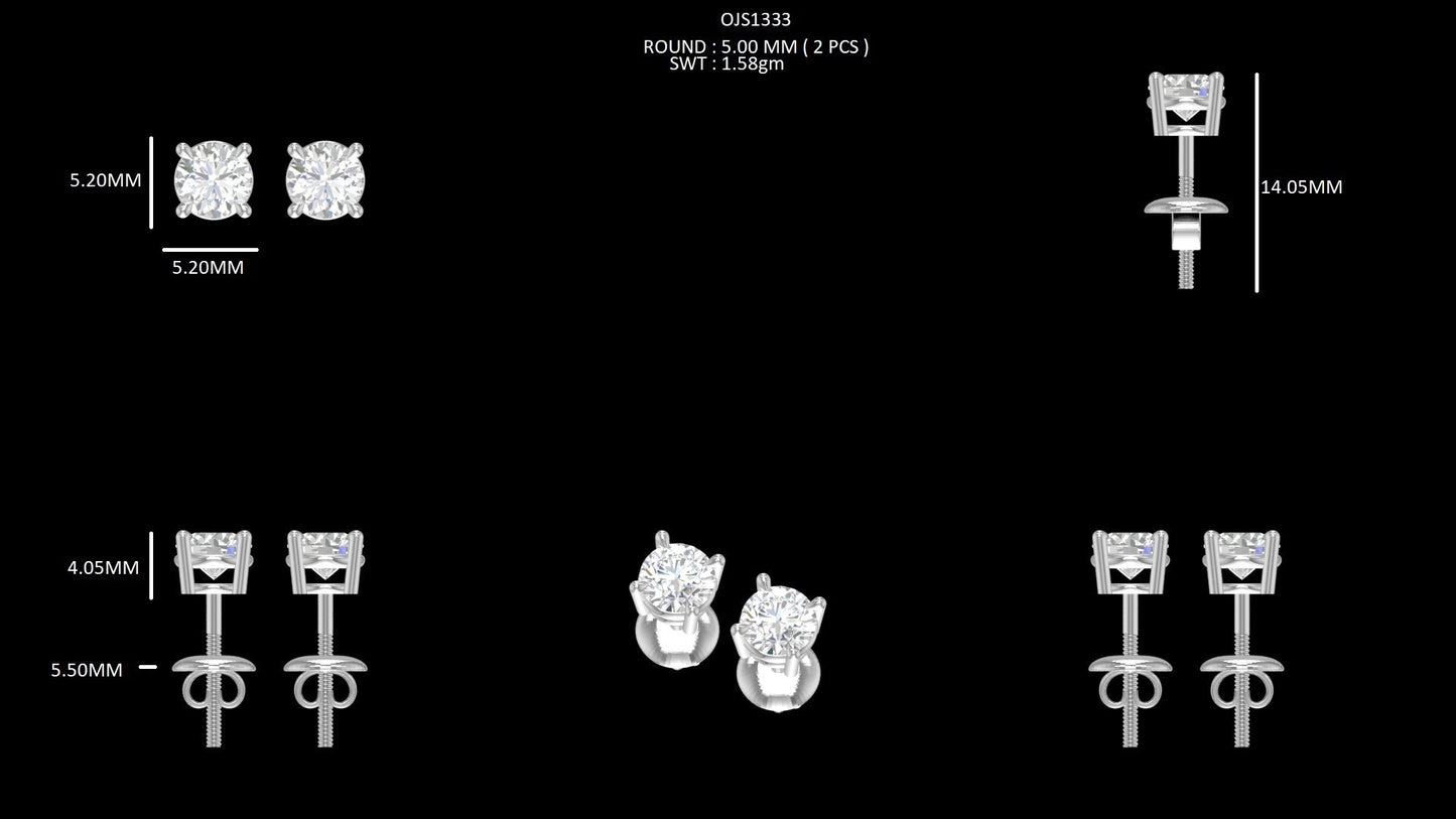 Lab Grown Diamond White Gold Round Stud