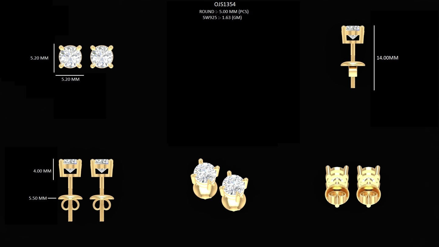 Yellow Gold Round Cut Earring