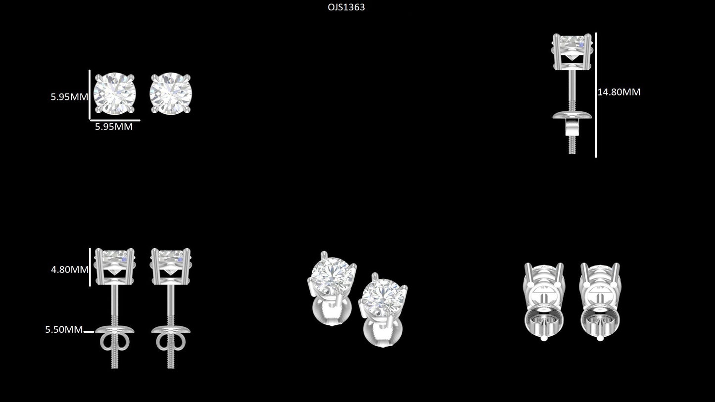 5.80 MM Round Diamond White Gold Stud