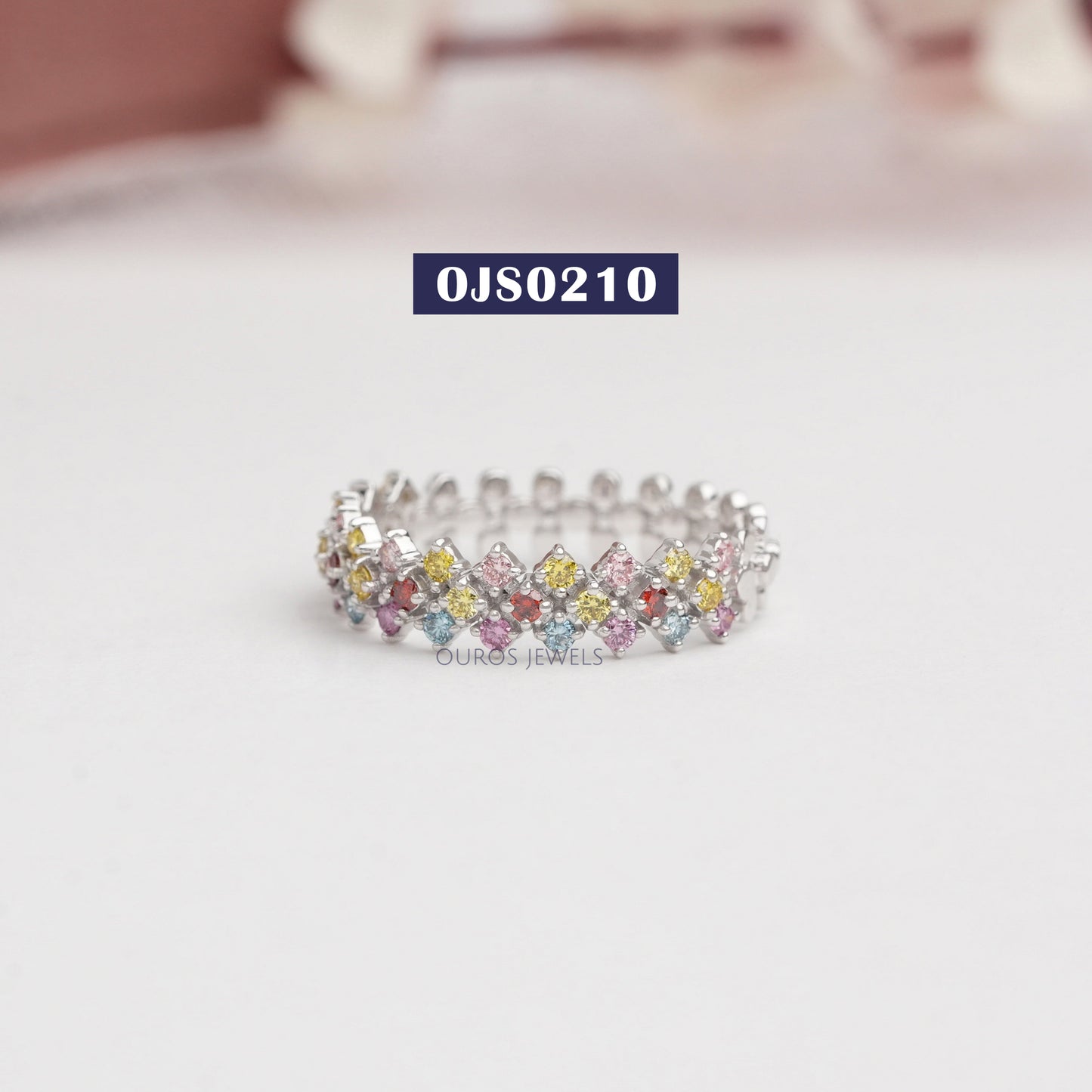 Flower Shape Round Cut Lab Diamond Wedding Band