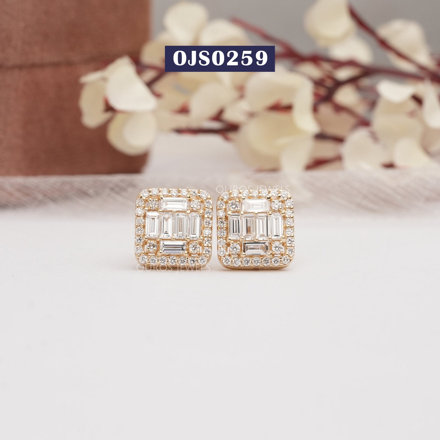 Baguette And Round  Cut Lab  Grown Diamond Earrings