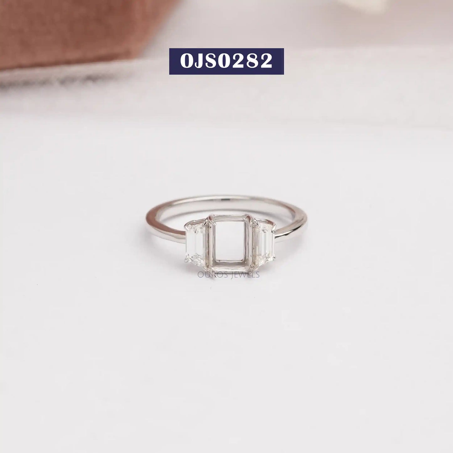 Trapezoid Cut Semi Mount Engagement Ring