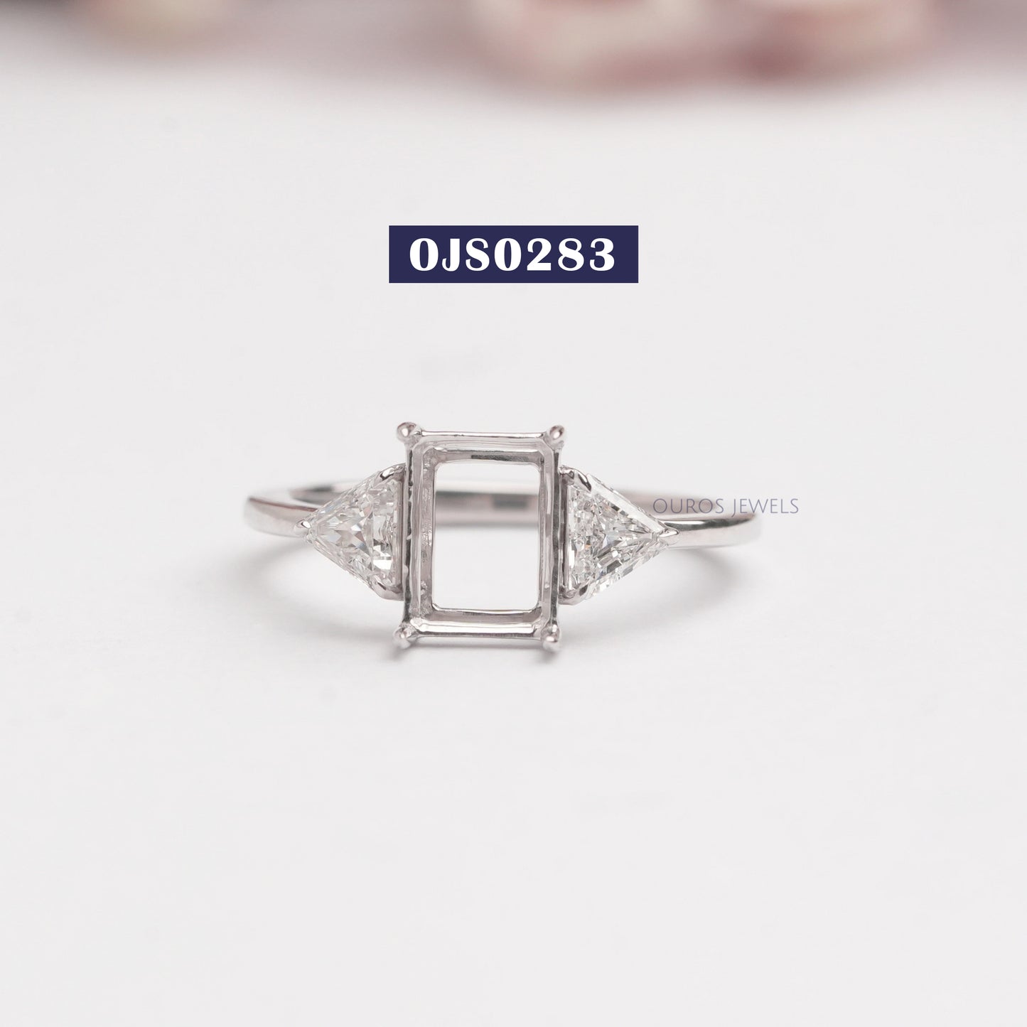 Three Stone  Step Cut Calf'Head   Lab Diamond  Ring