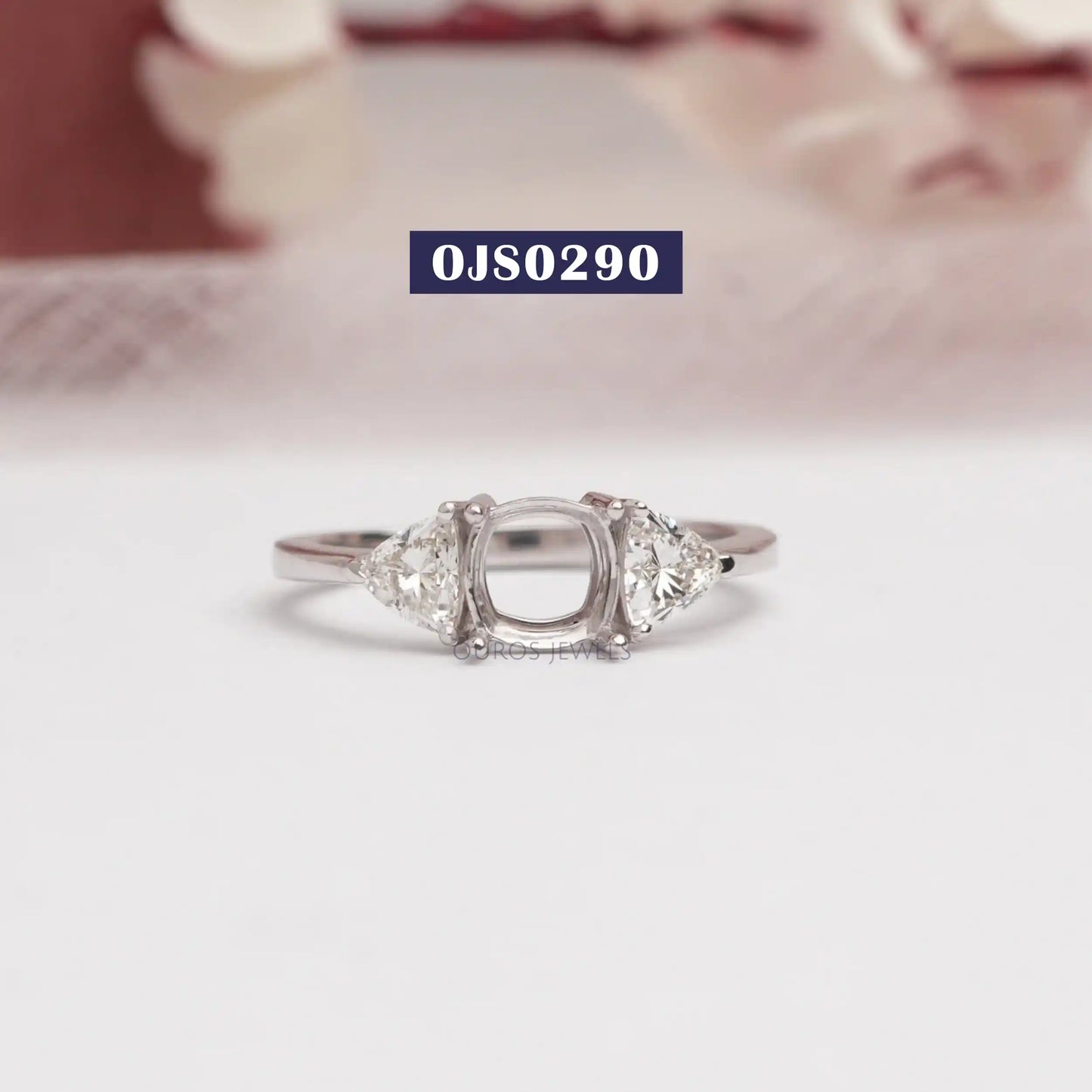 Trilliant Cut Lab Diamond Three Stone Semi Mount Ring