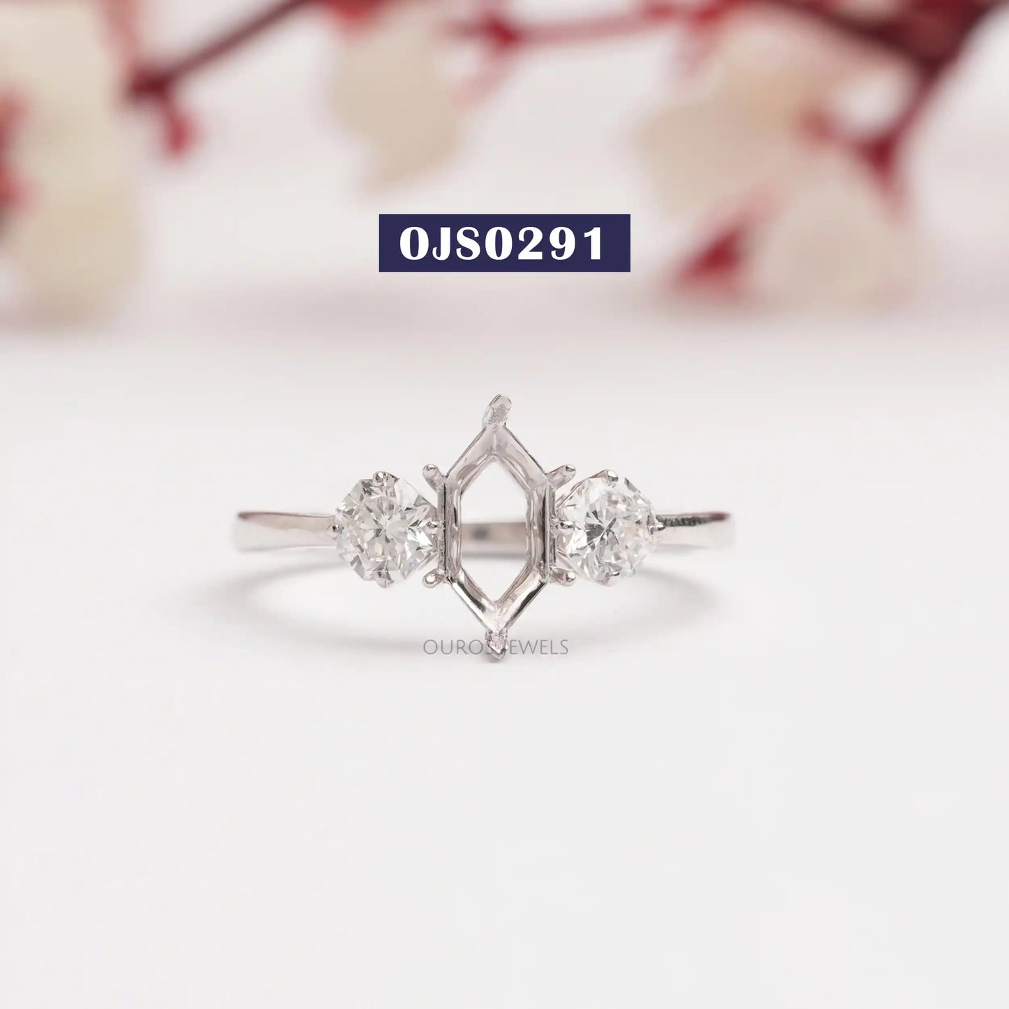 Octagon Cut Three Stone Dainty Ring