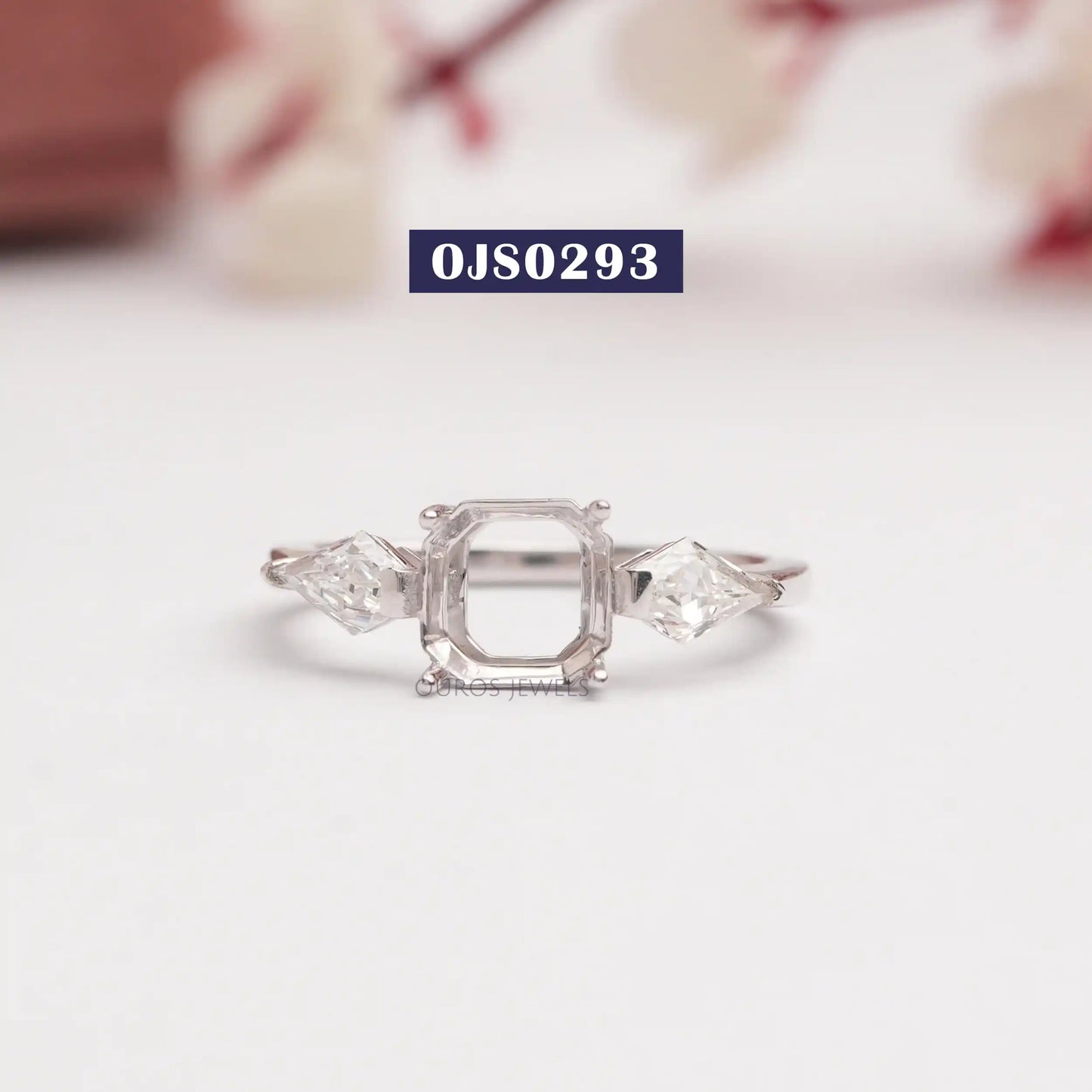 Fancy Kite Cut 3 Stone Engagement Ring