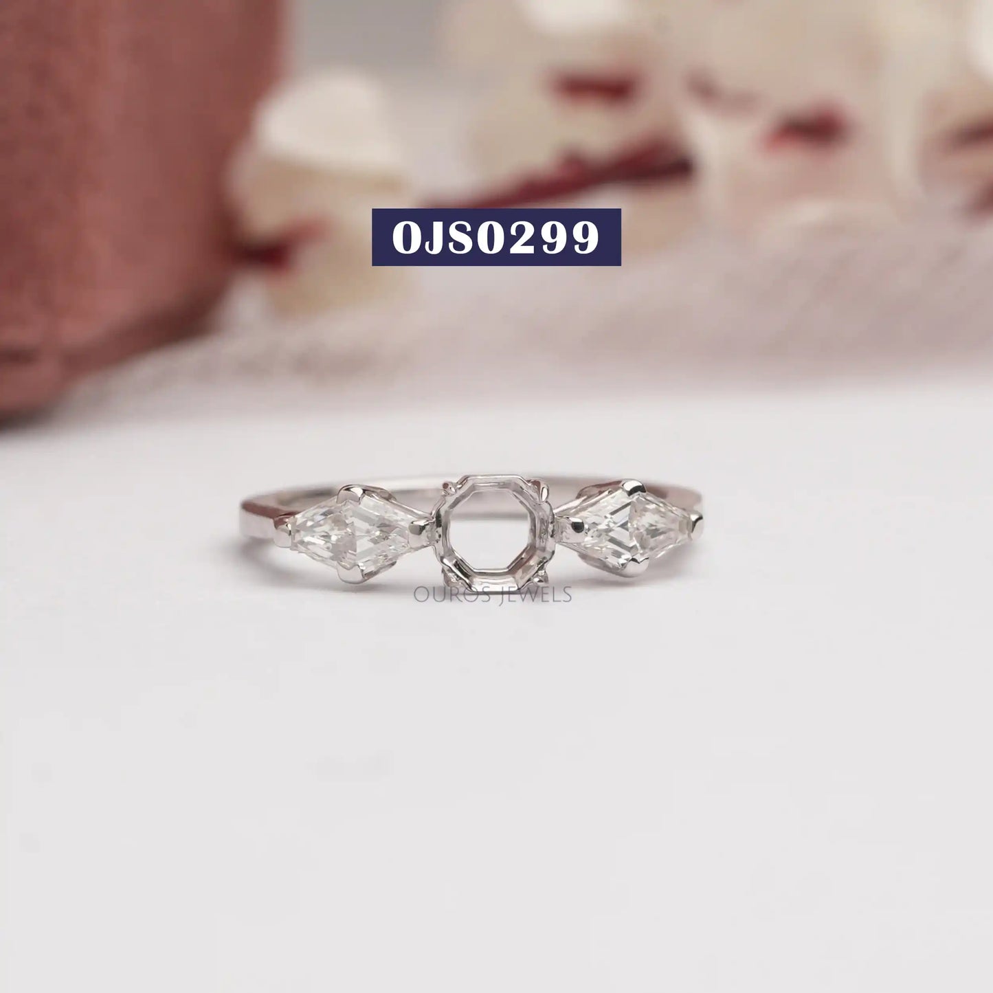 Elongated Shield Cut Three Stone Ring