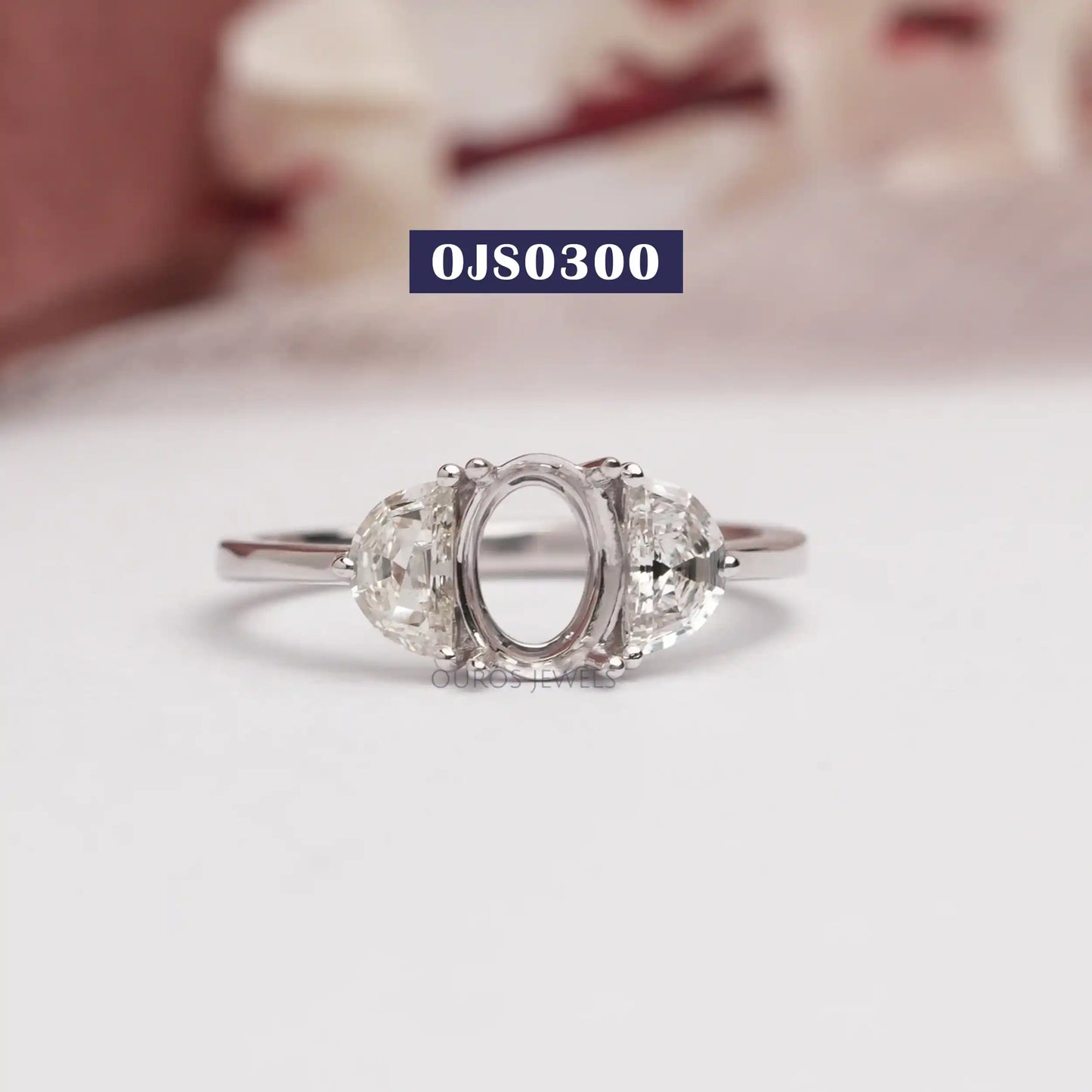 Step Cut Half Moon Mount Ring