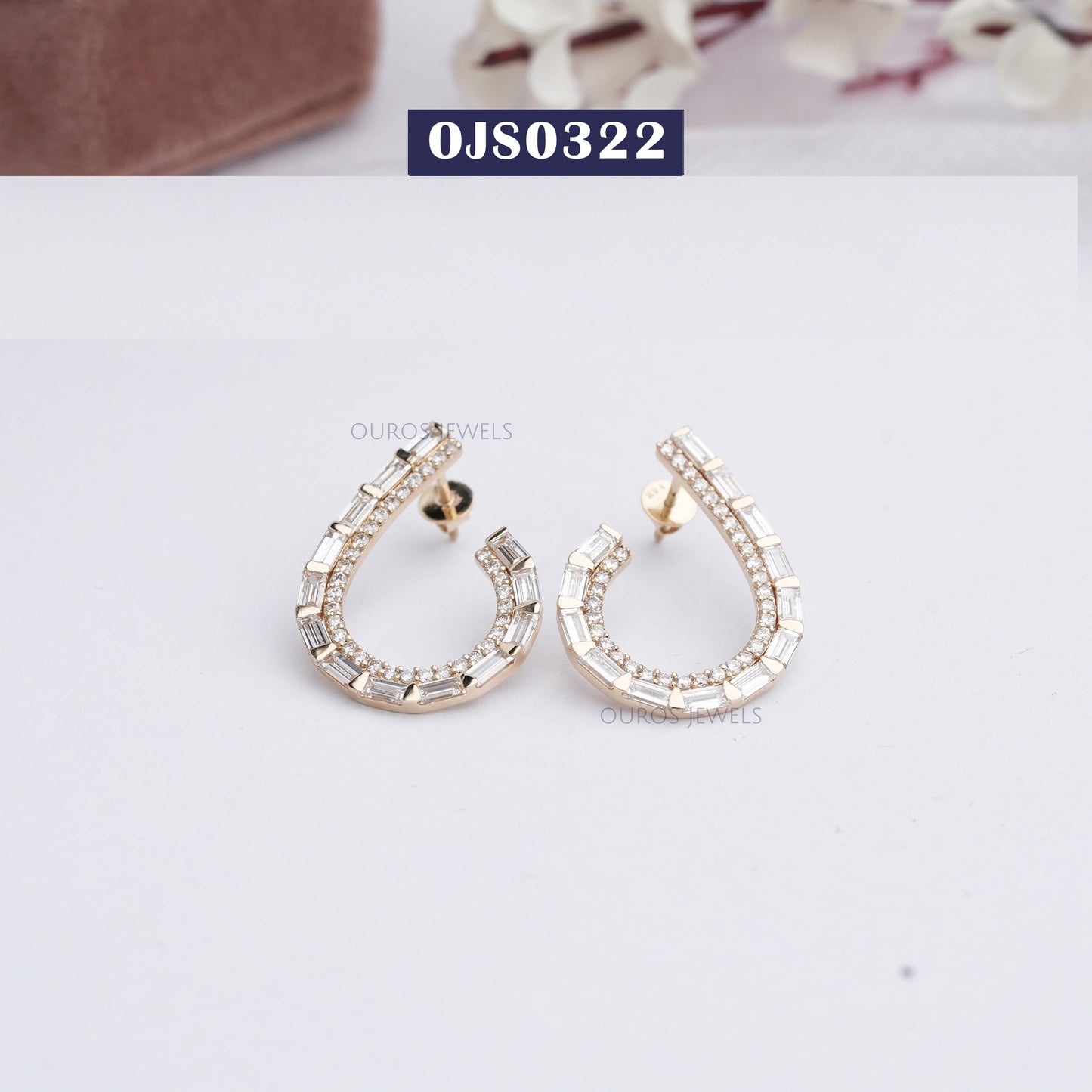 Baguette Cut Lab Grown Diamond Screw Back Earrings