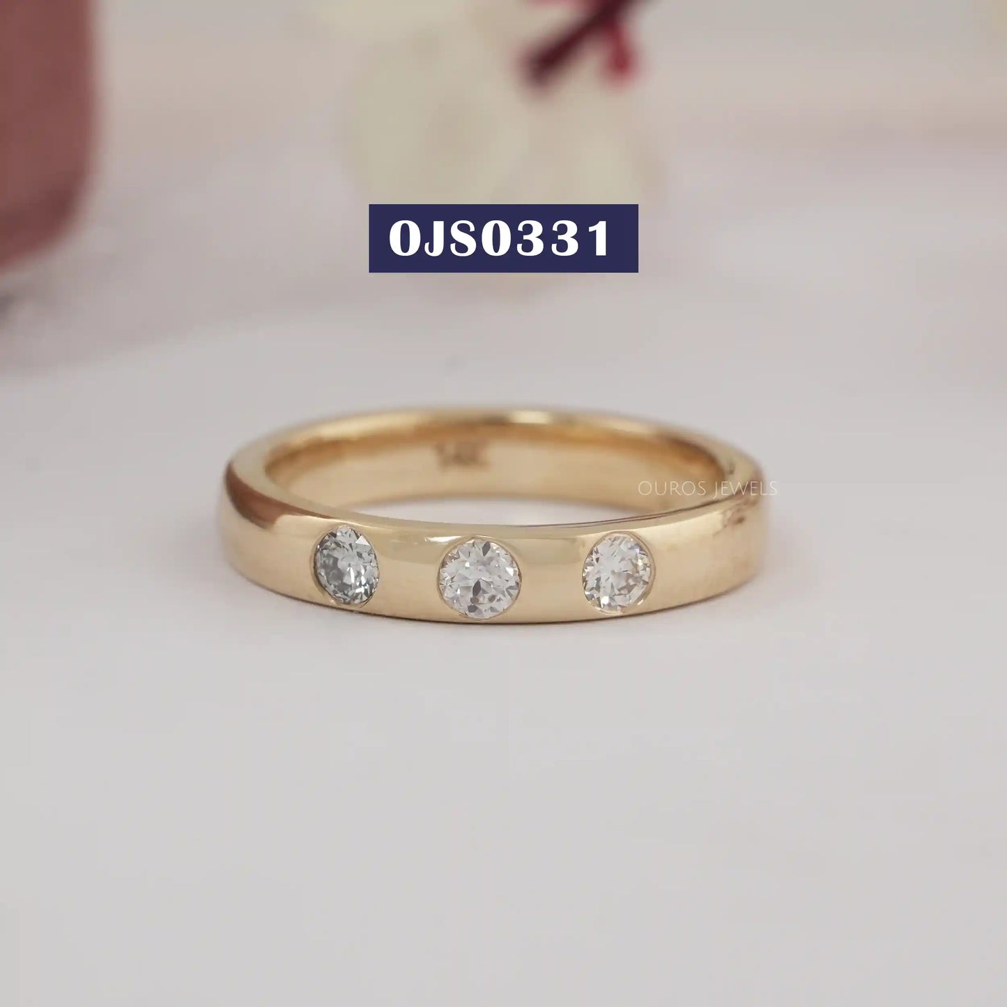 Old European Round Cut Three Stone Ring