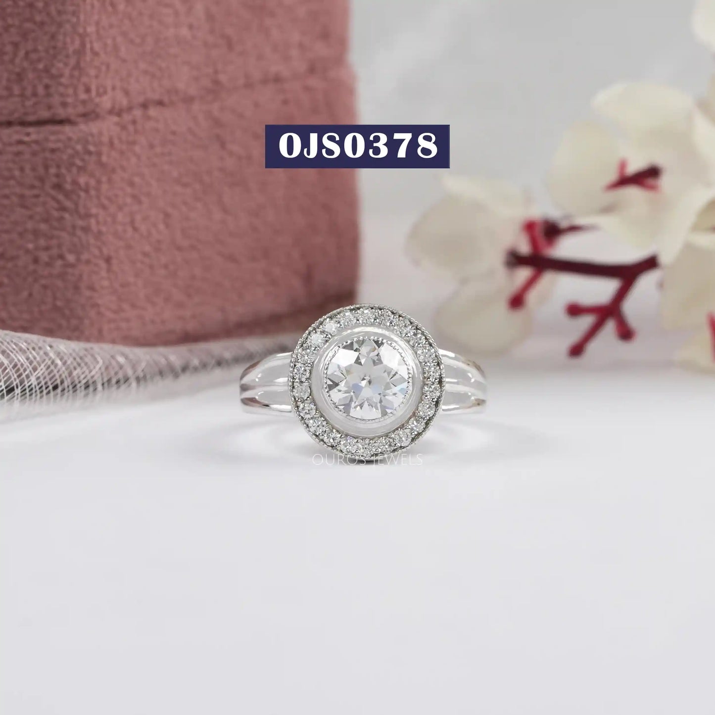 Milgrain Set Old European Round Cut Ring