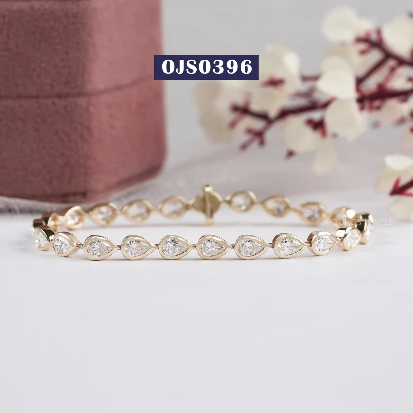 Bezel Set Pear Cut East West Lab Diamond Tennis Bracelet