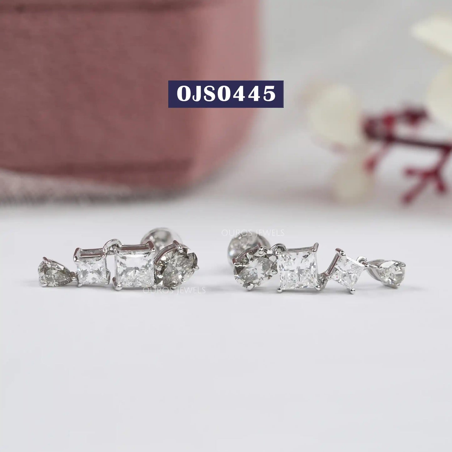 Pear & Oval Cut Fancy Olive Colored Diamond Earrings
