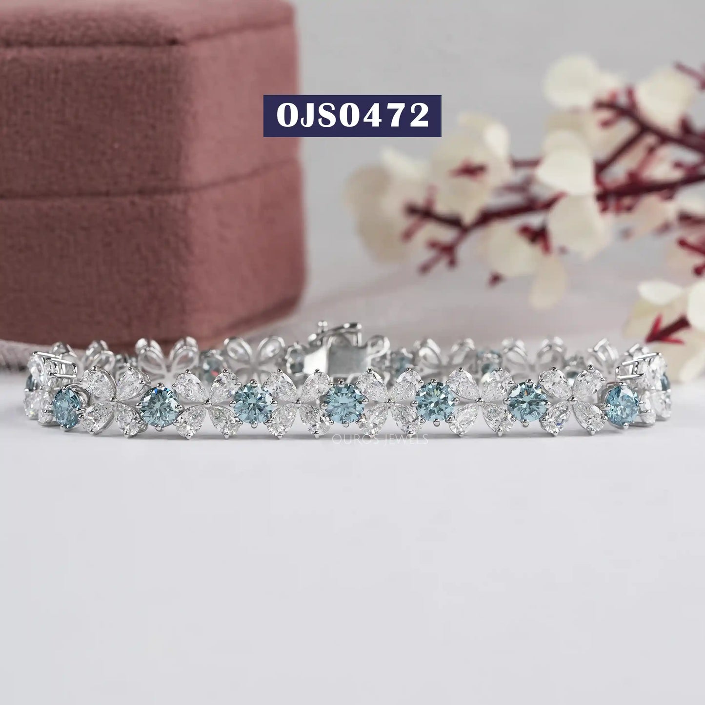 Flower Shape Pear Cut Lab Diamond Bracelet