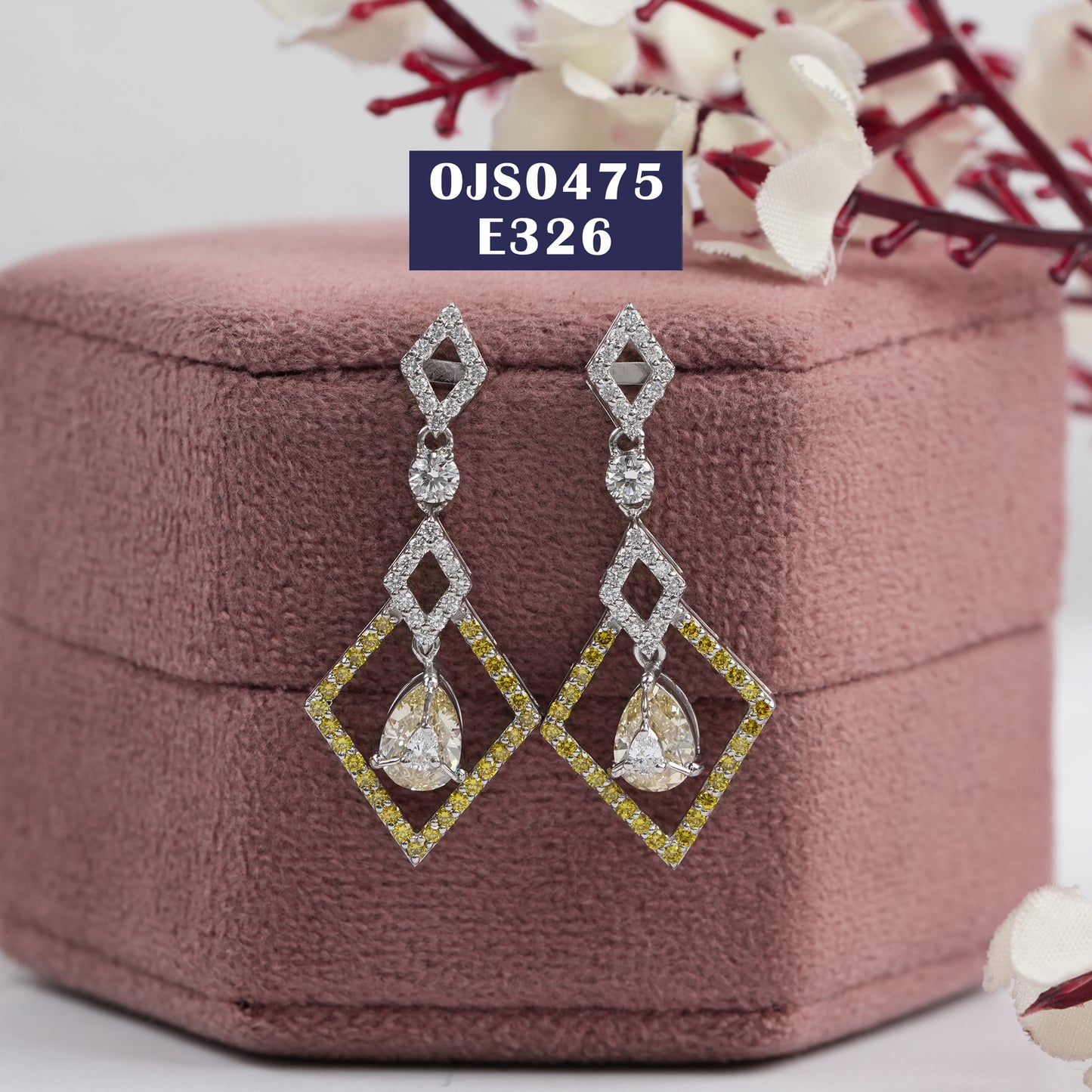 Yellow Pear Cut Color Diamond Earrings
