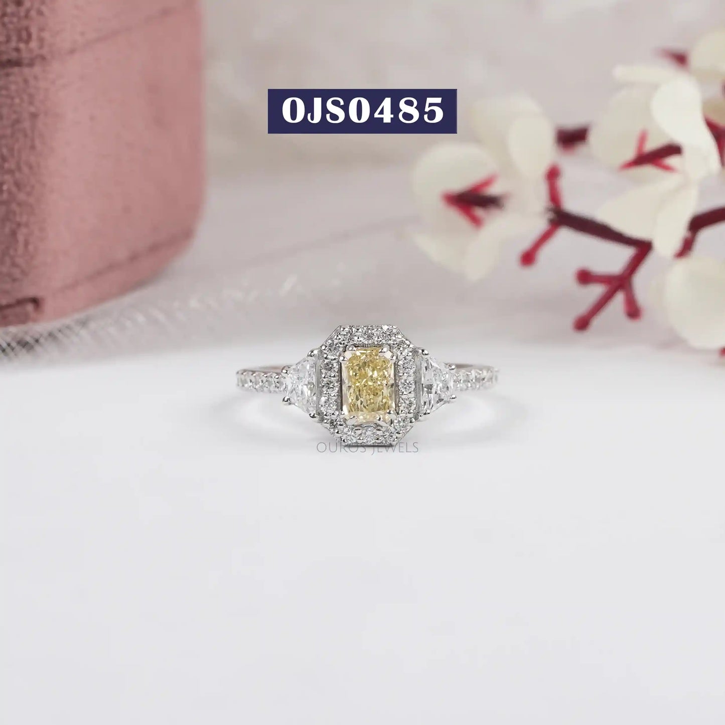 Yellow Radiant Cut Lab Diamond Engagement Ring