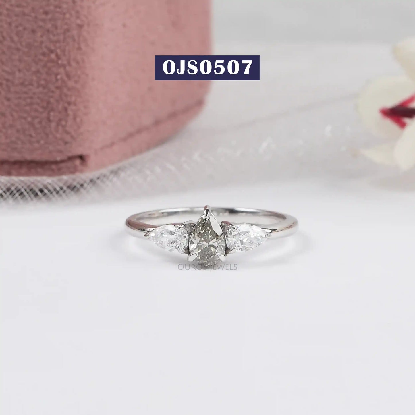3 Stone Pear shape Lab Diamond Ring
