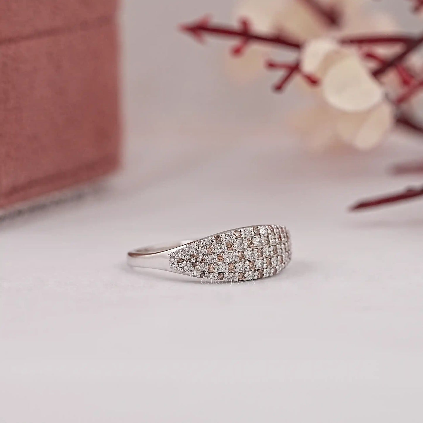 Pave Set Round Cut Chocolate Diamond Ring