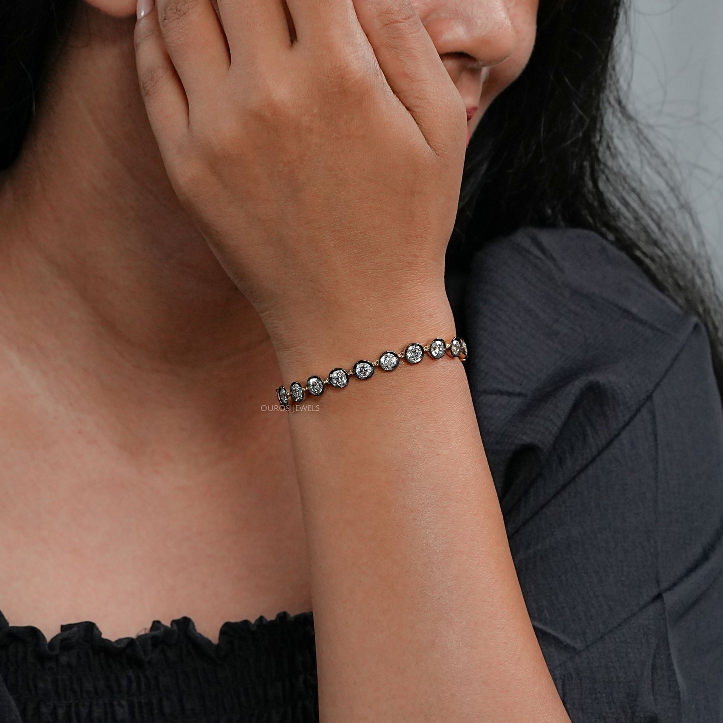 Old European Round Cut Bracelet - Black Coating