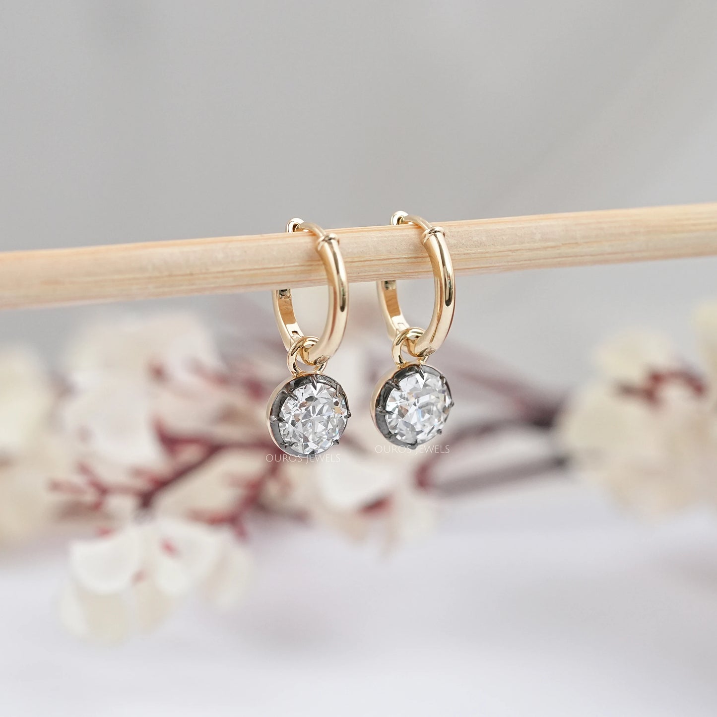 Old European Round Cut Dangle Earrings