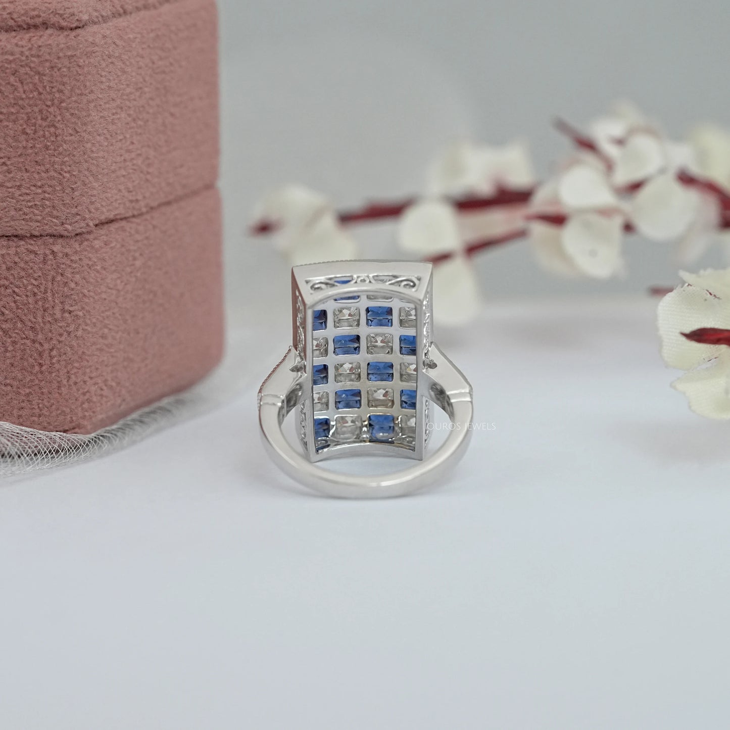 Pear Sapphire And French Cut Diamond Ring