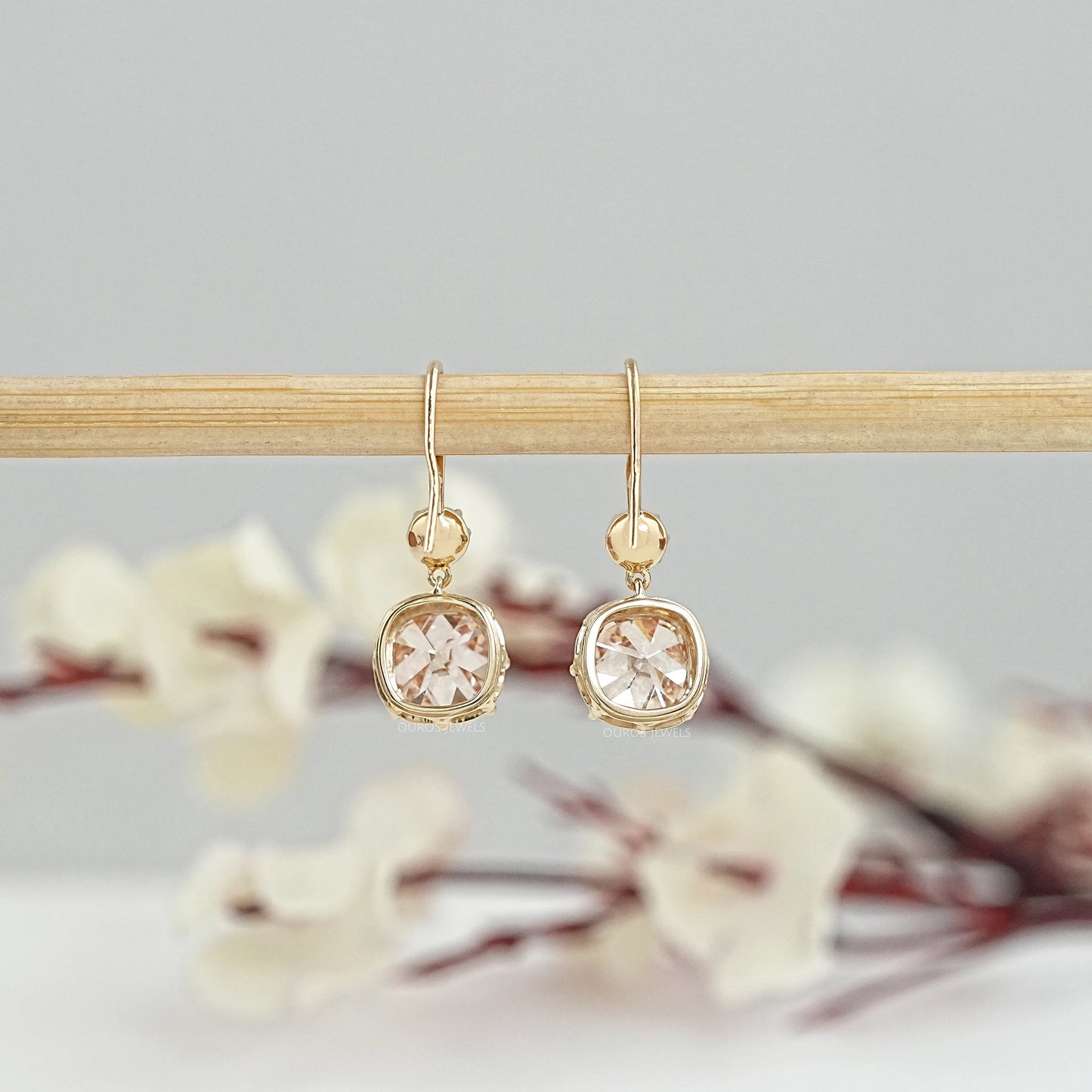 Fancy Yellow Square Cushion Cut Earrings