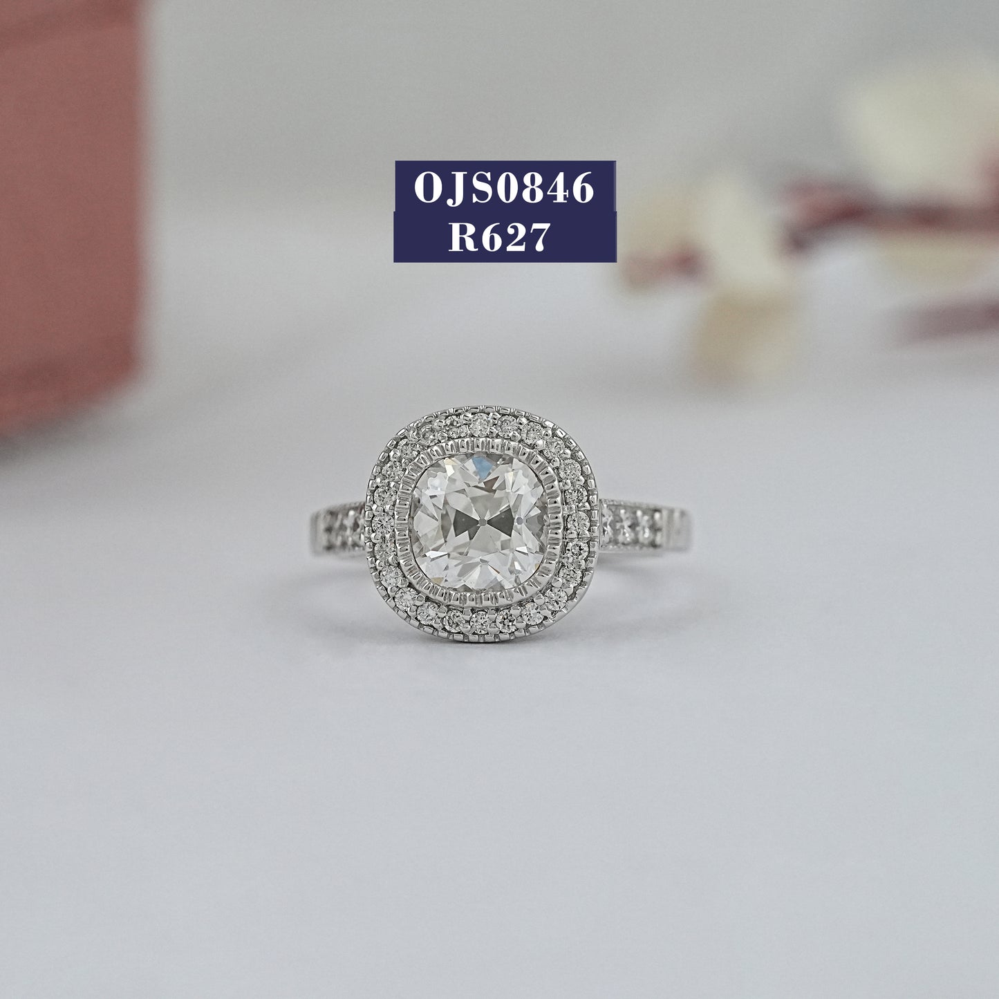Old Mine Cushion Cut Lab Diamond Ring
