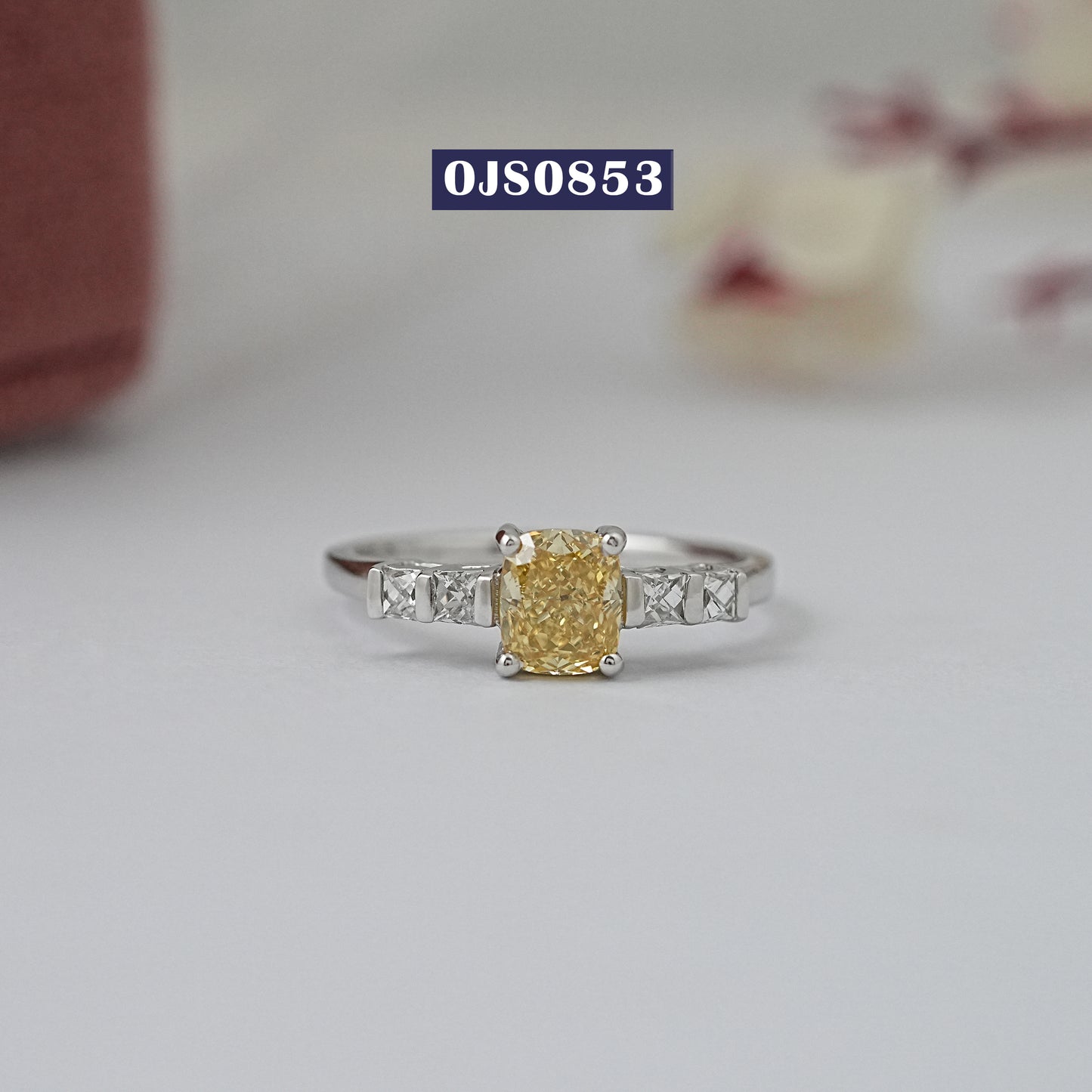 Yellow Cushion Cut Lab Diamond Ring