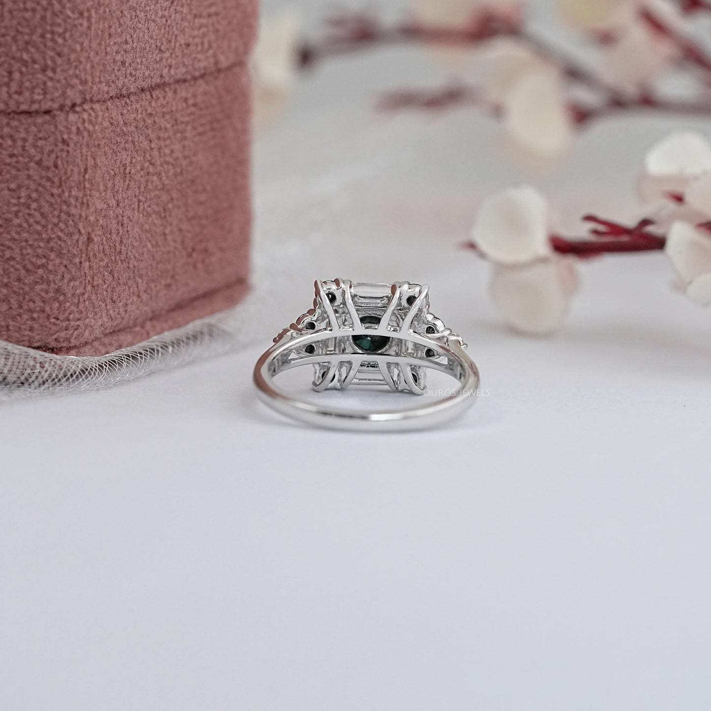 Black Round Cut Halo Lab Diamond Ring