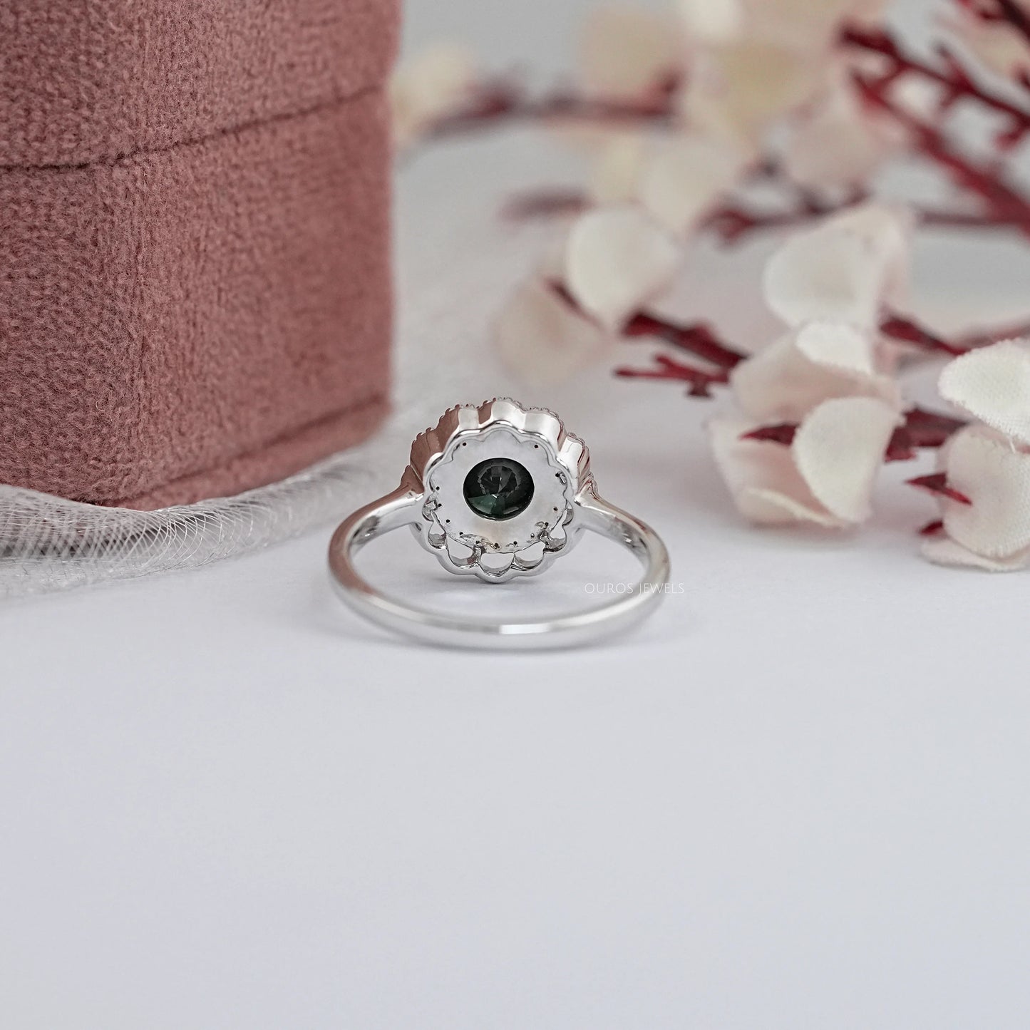 Black Round Cut Double Halo Lab Diamond Ring