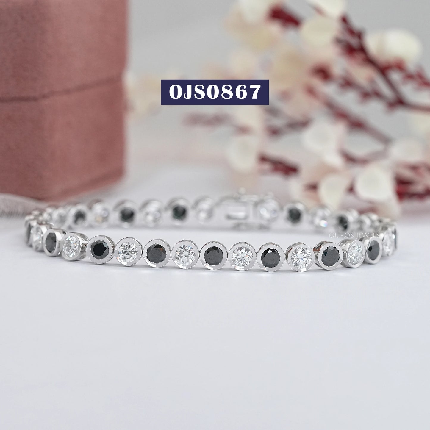 Black Round Cut Lab Grown Diamond Bracelet