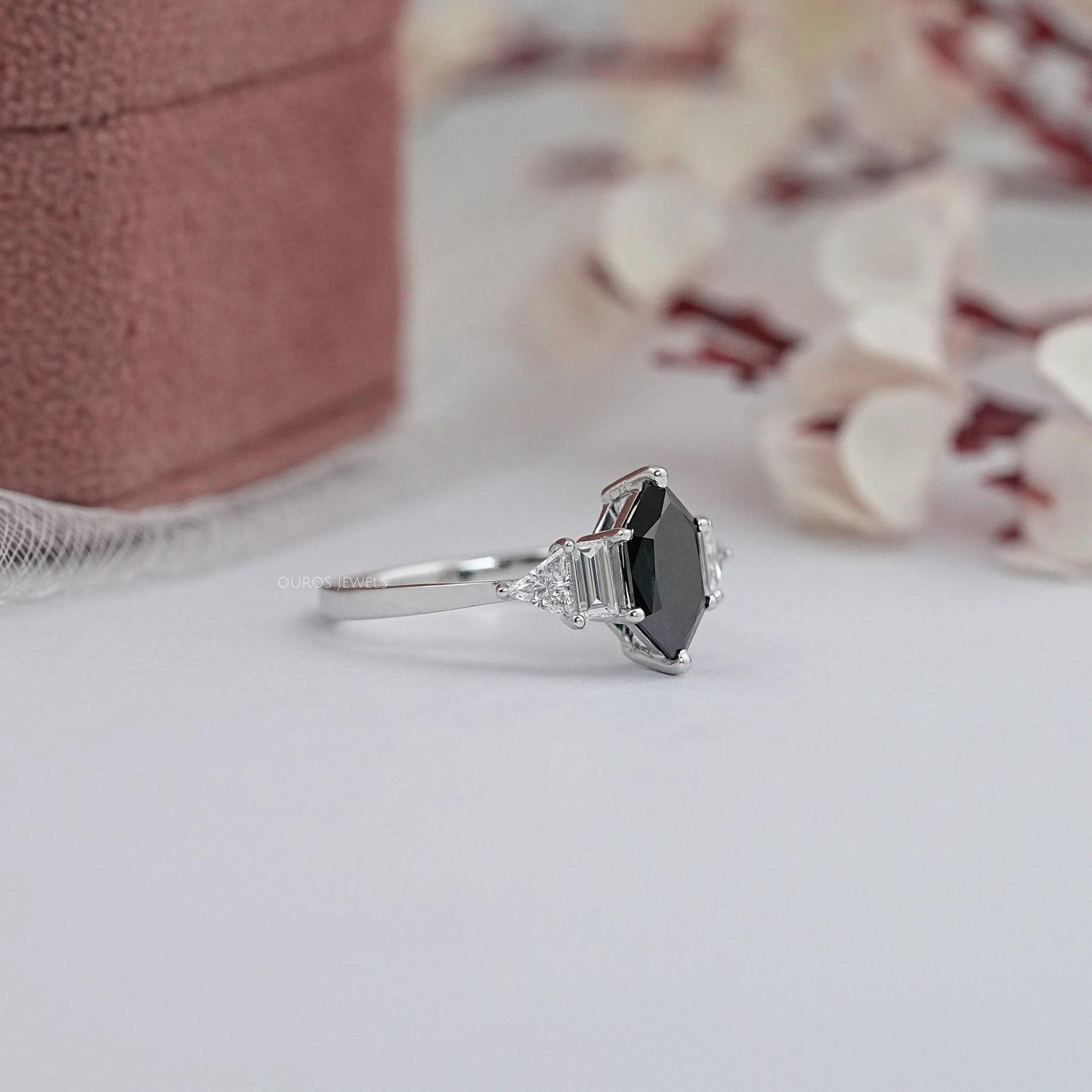 Dutch Marquise Cut Black Lab Grown Diamond Ring