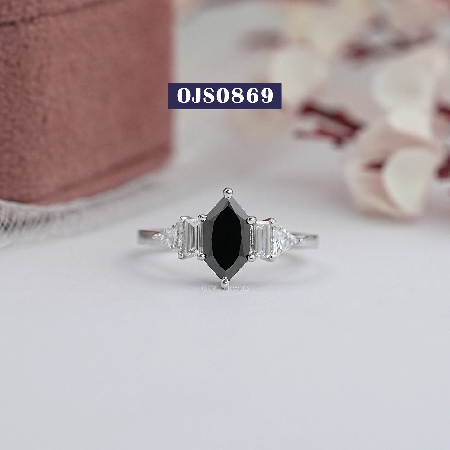 Dutch Marquise Cut Black Lab Grown Diamond Ring