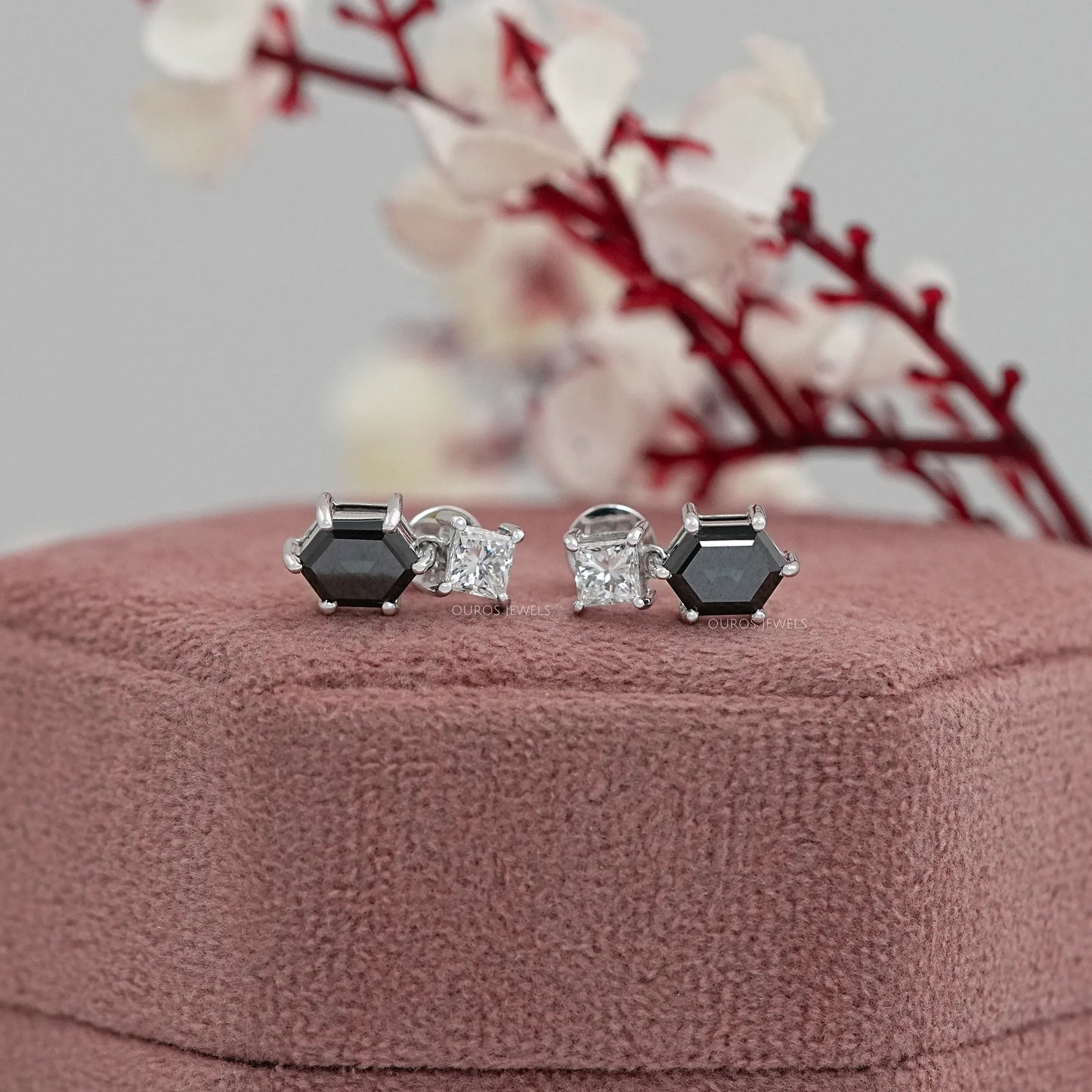 Antique Black Hexagon Cut Drop Earring