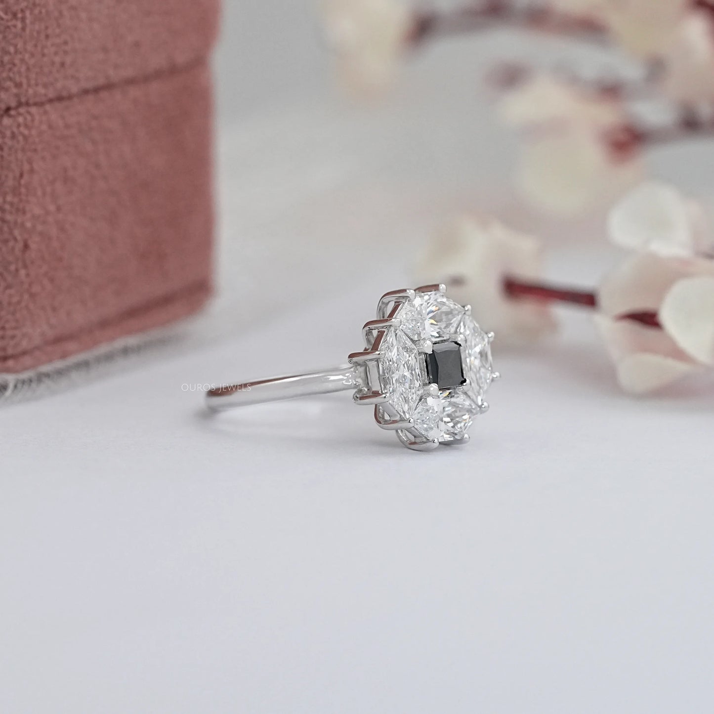 Princess Cut Halo Solitaire Diamond Ring