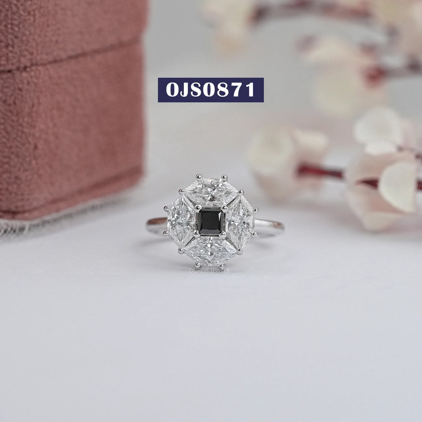 Princess Cut Halo Solitaire Diamond Ring